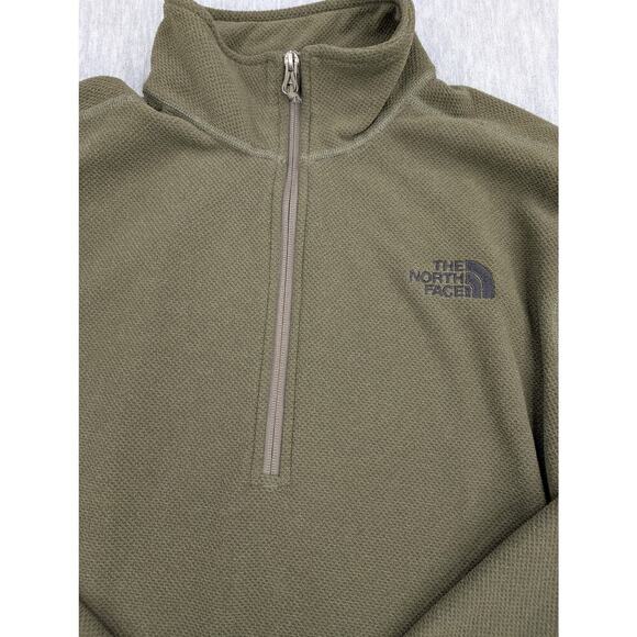 North Face Pullover Mens Medium Green 1/4 Zip Grid Fleece Outdoor Hiking Jacket - Picture 4 of 12
